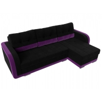 Угловой диван Марсель (микровельвет чёрный фиолетовый) - Изображение 1